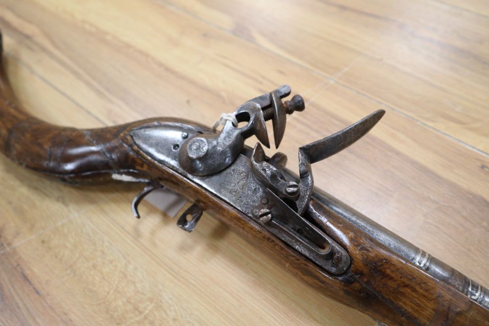 A 19th century Persian flintlock rifle, length 160cm